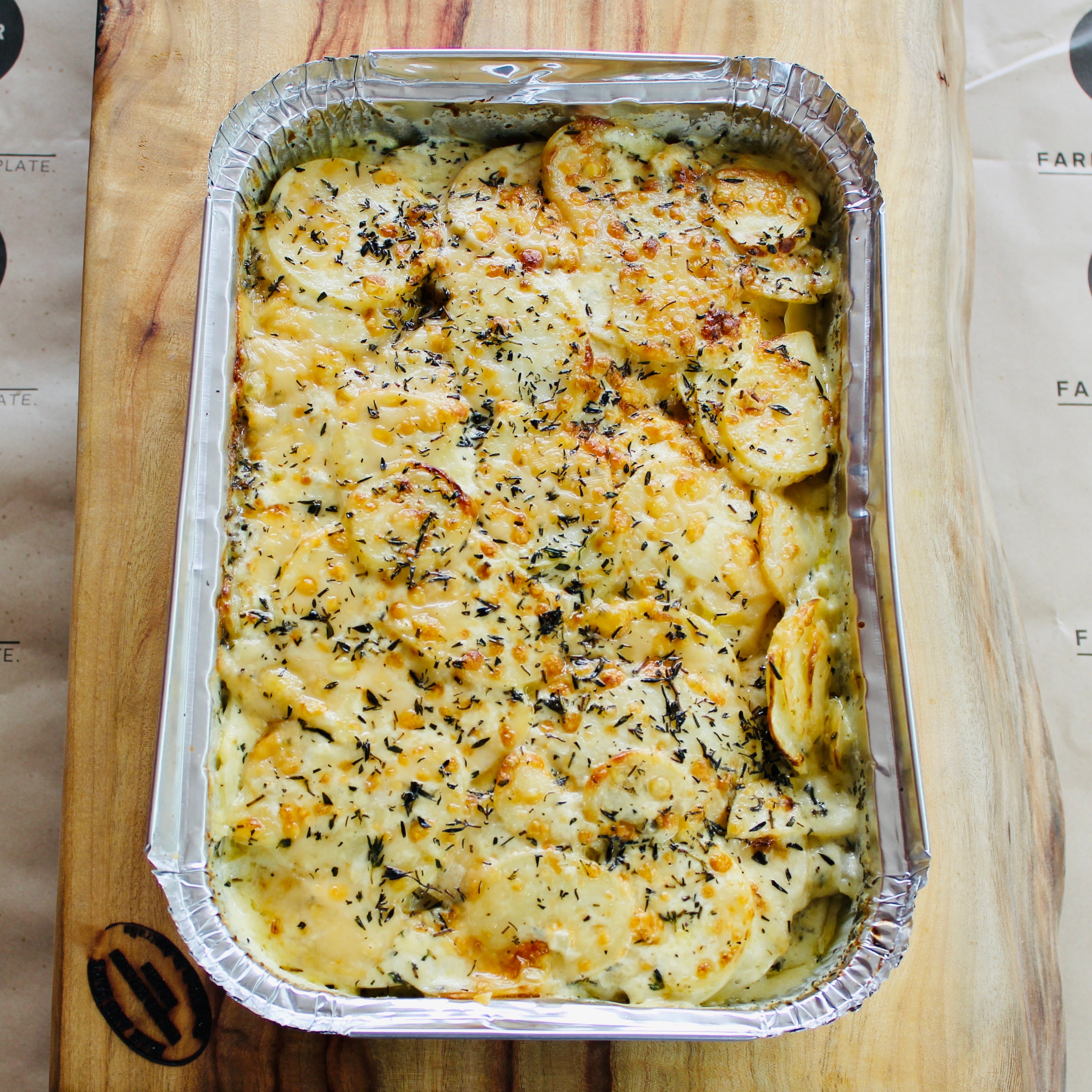 Garlic Thyme & Parmesan Layered Potato Bake (Serves 10-15) (GF)